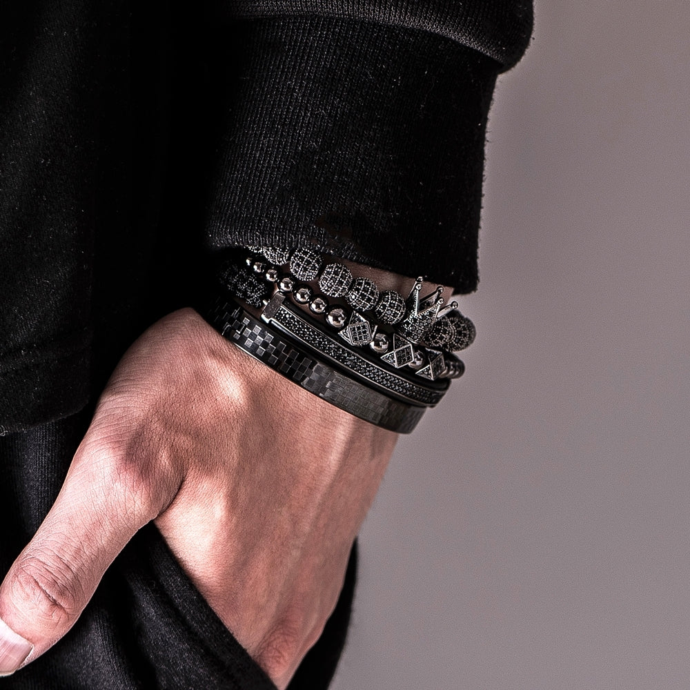 Bracelete coroa banhado a rodio negro